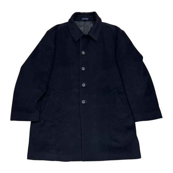 STAFFORD Wool Blend Luxury Designer Black Business Casual Pea Coat Mens XL - 46R - Picture 4 of 7